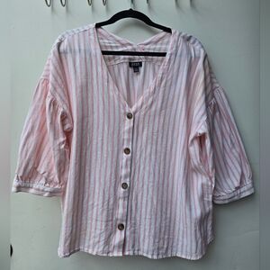 a.n.a. Drop Shoulder Striped Blouse